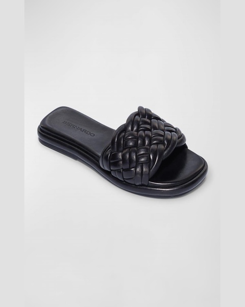 Braided Leather Flat Slide Sandals