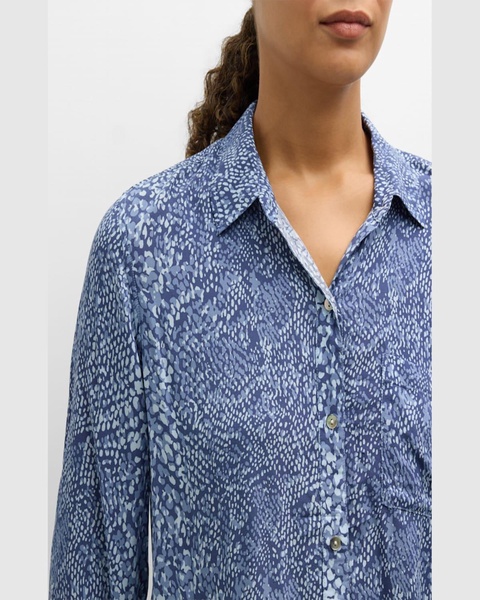 Josephine Python Button-Front Shirt 