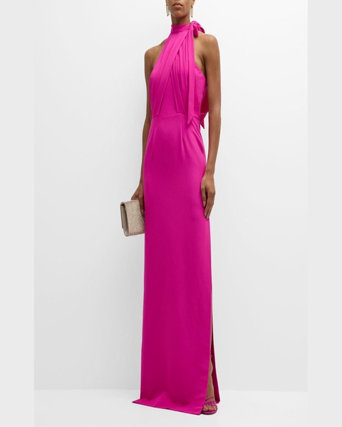 Annabeth Draped Halter Column Gown