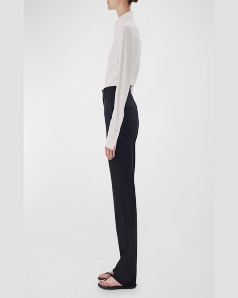 Wool Straight Leg Trousers