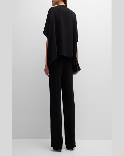 Mid-Rise Straight-Leg Stretch Crepe Pants