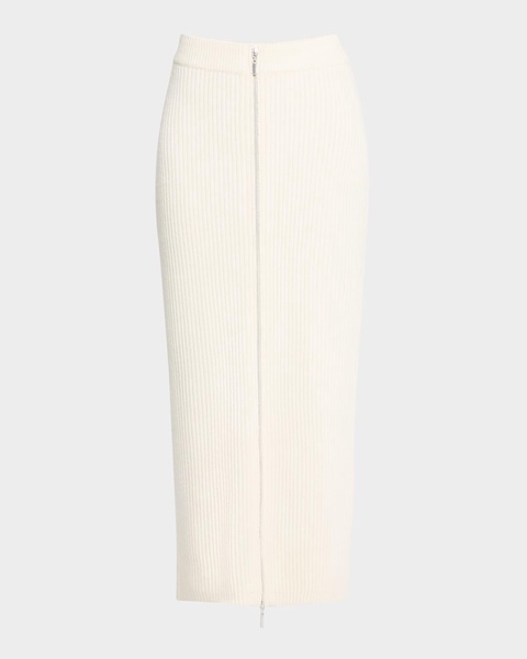 Zip Wool-Cashmere Rib Maxi Skirt