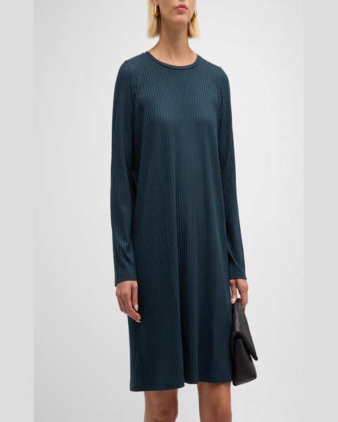 Ribbed Crewneck Shift Dress