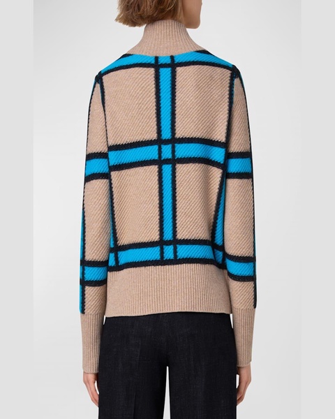 Cashmere-Blend Window Check Knit Sweater