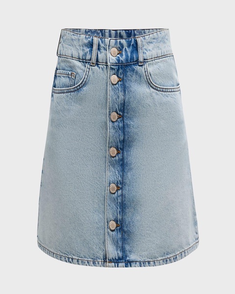 Ms. Louisiana Mid-Thigh Button-Front Denim Skirt