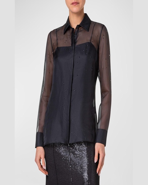 Silk Organza Tunic Blouse with Swarovski Stars Embellishment