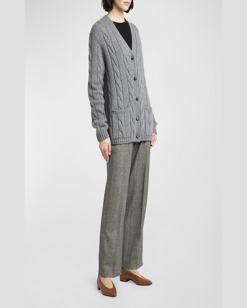 Napier Cashmere Cable-Knit Cardigan