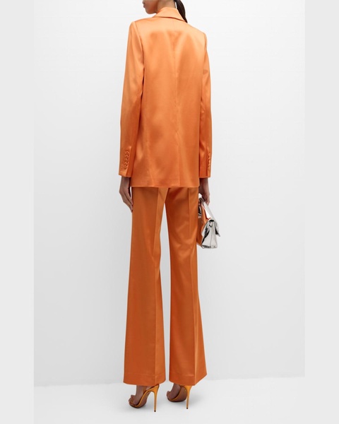 Two-Tone Flare-Leg Satin Back Crepe Pants