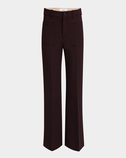 Flared Crop Cavalry Wool Trousers