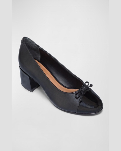 Marisol Mixed Leather Cap-Toe Ballerina Pumps