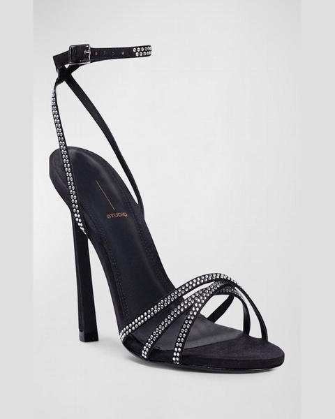 Serafina Crystal Satin Ankle-Strap Sandals