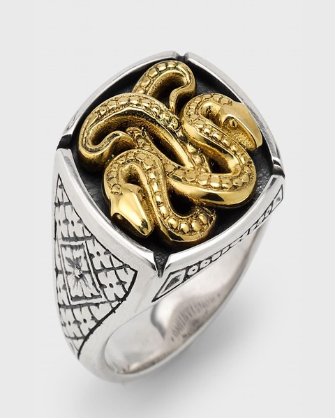 Men's Two-Tone Serpent Statement Ring