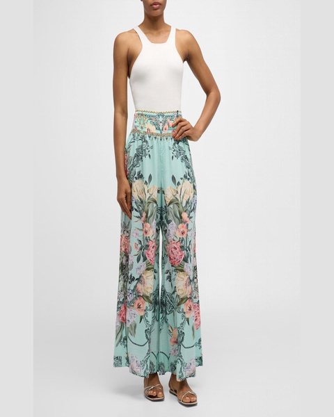 Petal Promise Land Shirred-Waist Pants 