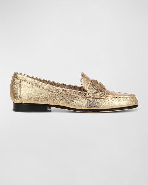 Metallic Leather Penny Loafers