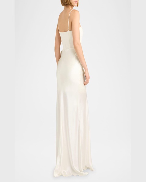 Drina Sleeveless Satin Wrap Gown