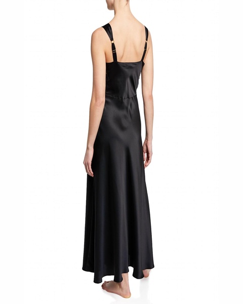 Bijoux Lace-Inset Silk Gown