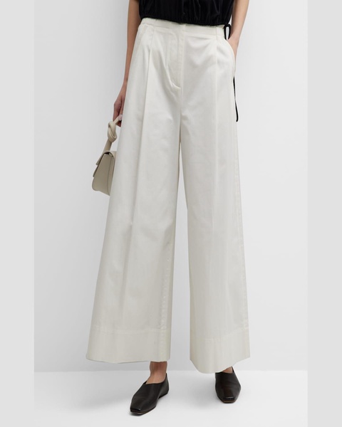 Sargent Embroidered Pleated Wide-Leg Pants