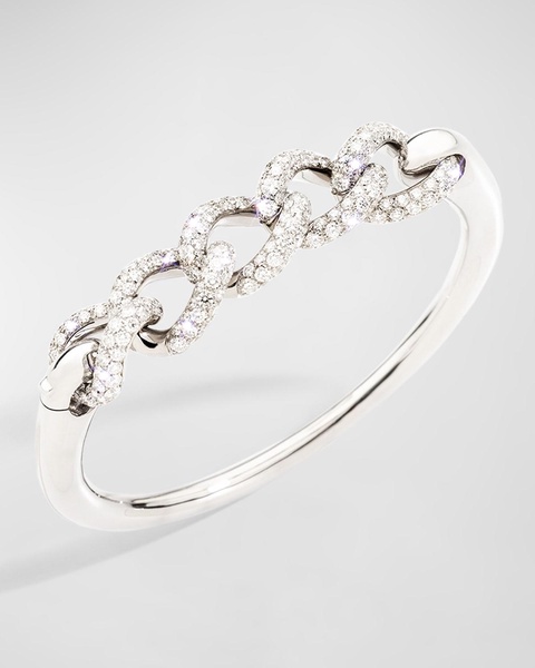 18K White Gold Catene Link Top Full Diamond Bangle