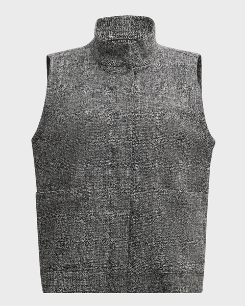 Stand-Collar Organic Cotton Tweed Vest