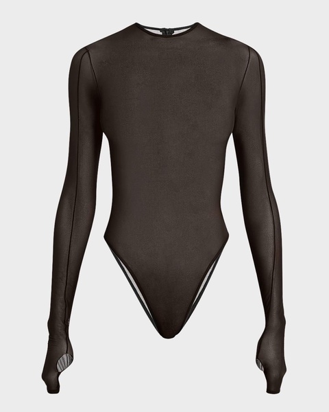 Long-Sleeve Fine Mesh Bodysuit