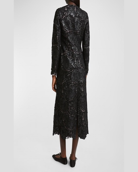 Faux Leather Lace Long Coat