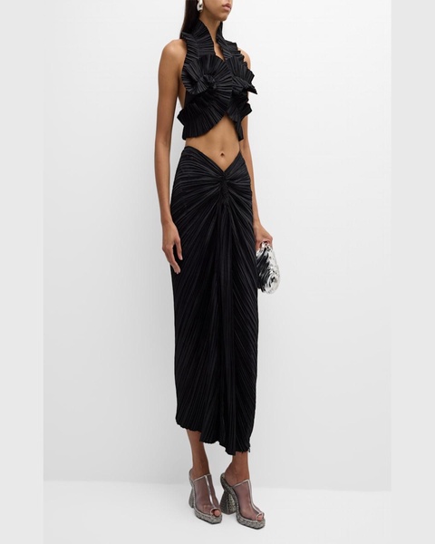 Sonoma Pleated Satin Midi Slit Skirt