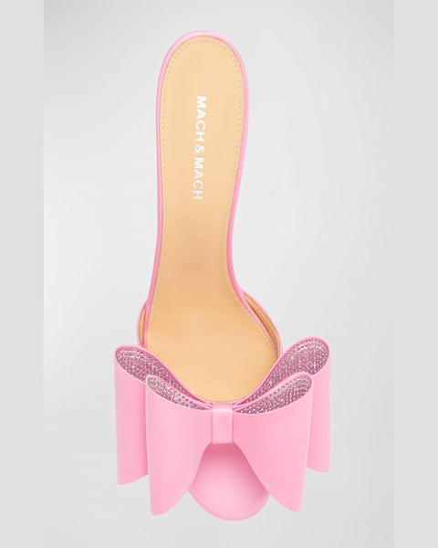 Cadeau Embellished Bow Satin Mule Pumps 