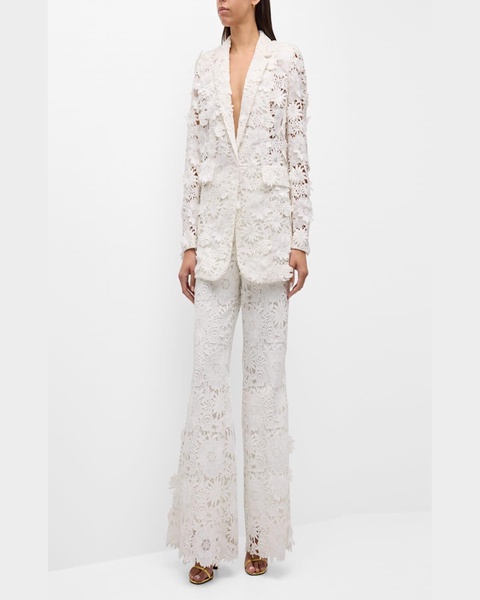 Kehlani Notched-Lapel Floral Lace Jacket