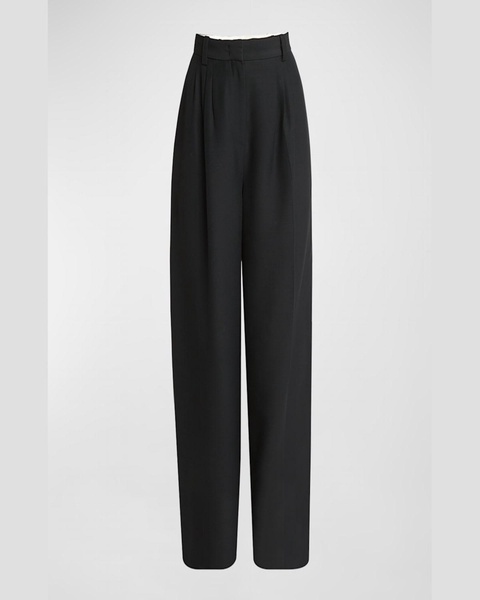 Mid-Rise Pleated Wide-Leg Trousers