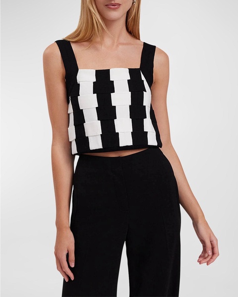 Nadeleine Two-Tone Woven Crop Top