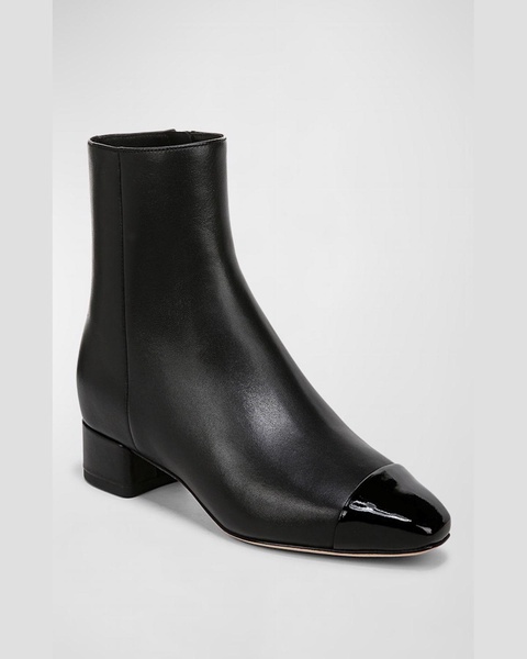 Cecile Cap-Toe Zip Leather Booties