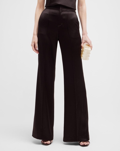 Dylan Satin High-Rise Wide-Leg Pants