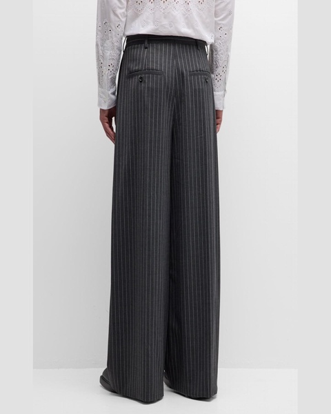 Men's Wide-Leg Pinstripe Trousers