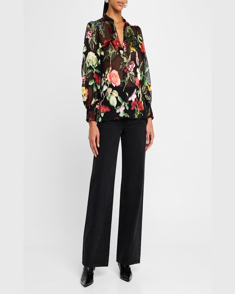 Sheila Floral Semi-Sheer Blouse 