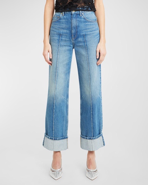 The Genevieve Pintuck Wide-Leg Denim Jeans