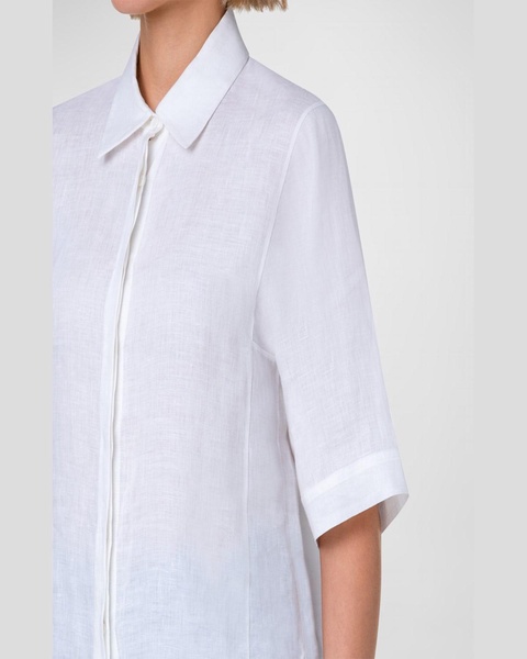 Linen Voile Collared Boxy Shirt