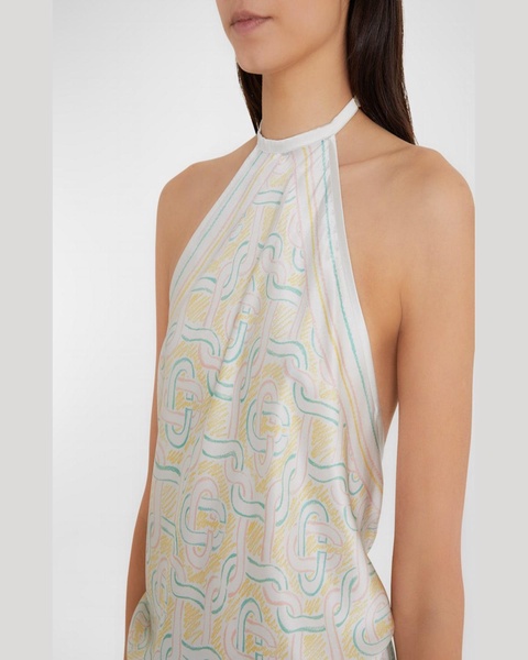 Monogram Silk Halter Scarf Top