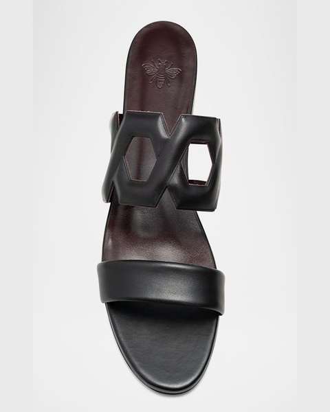 Leather Link Flat Slide Sandals