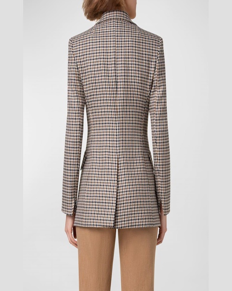 Houndstooth Shetland Tweed Wool Boyfriend Blazer