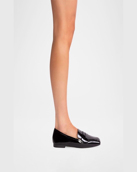 Patent Leather Square-Toe Penny Loafers