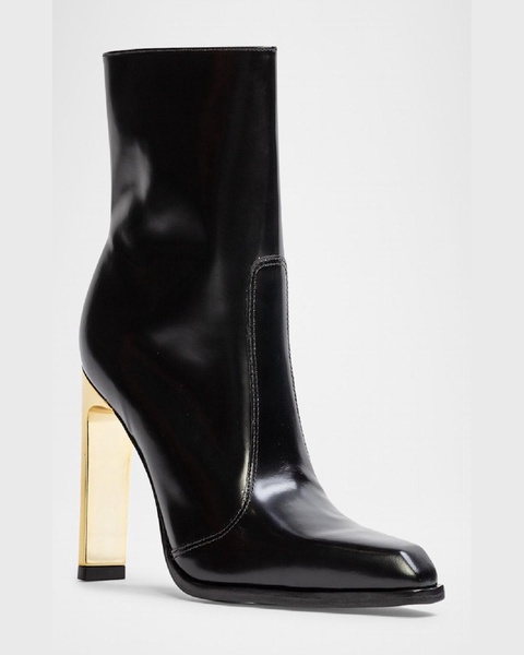 Domino Glossy Leather Ankle Booties