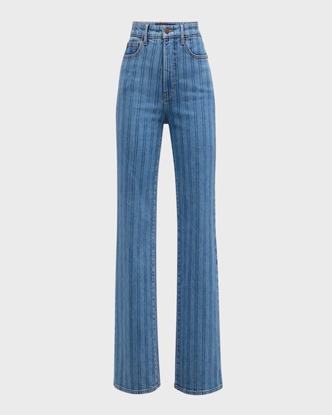 Crosbie Cropped Wide-Leg Stripe Jeans