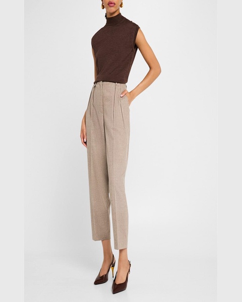 Emmett Double-Pleated Tapered Wool Pants