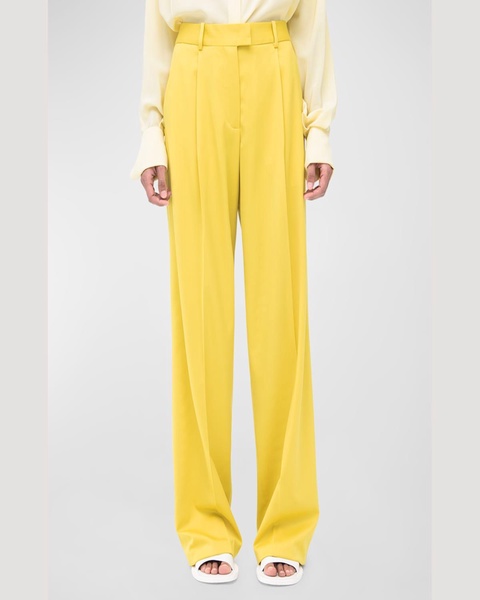 Pleated Wide-Leg Wool Pants