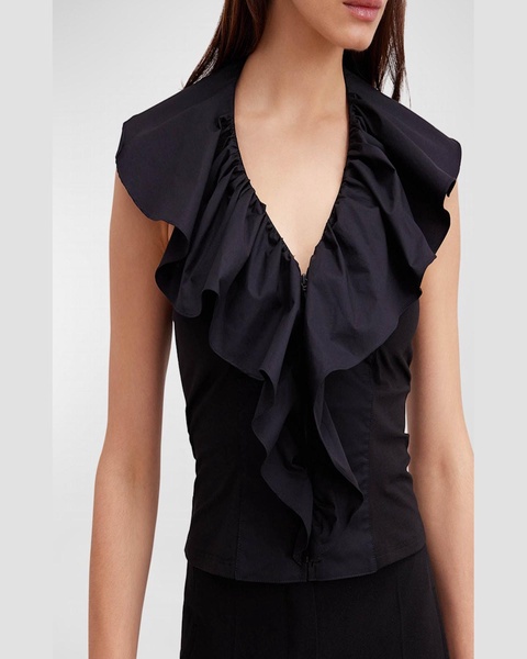 Vanes Ruffle Poplin Halter blouse