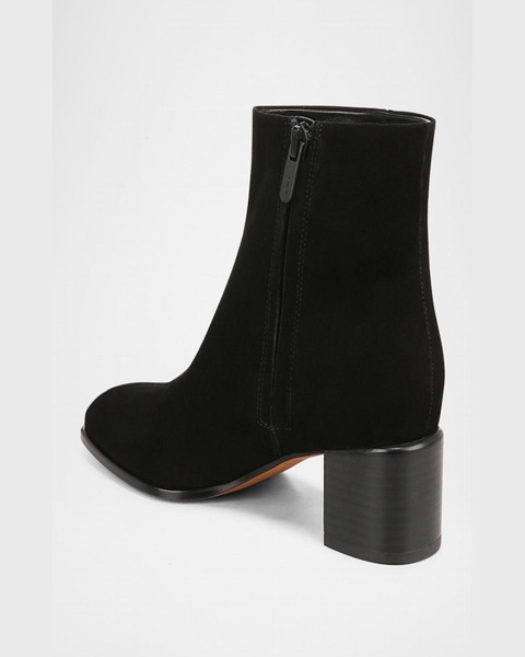 Suede Block-Heel Ankle Booties