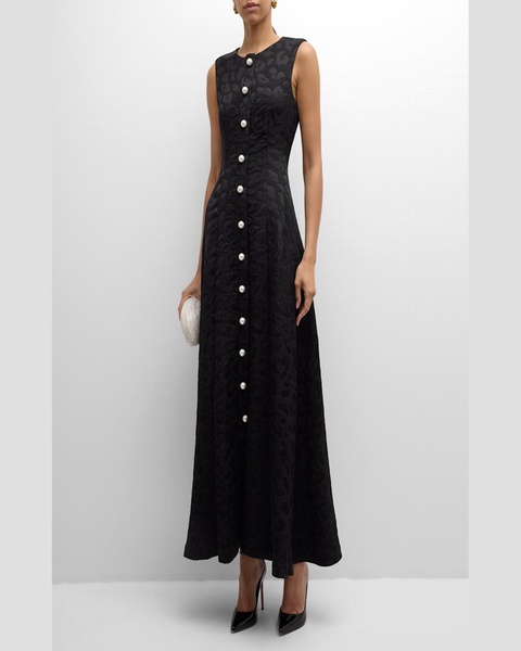 Rory Panther Matelasse Button-Front Maxi Dress