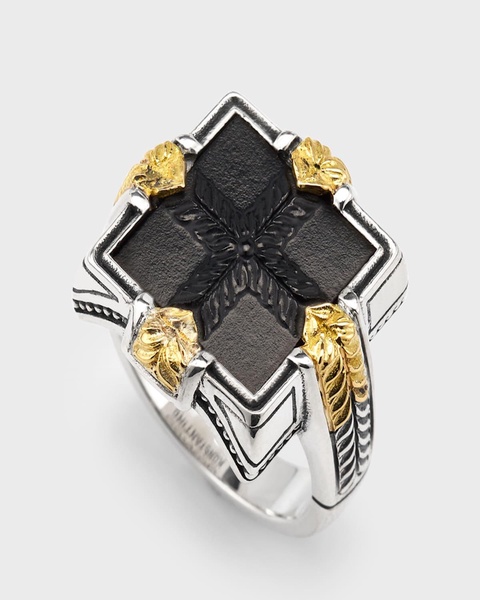 Men's Black Onyx Two-Tone Laurel Ring