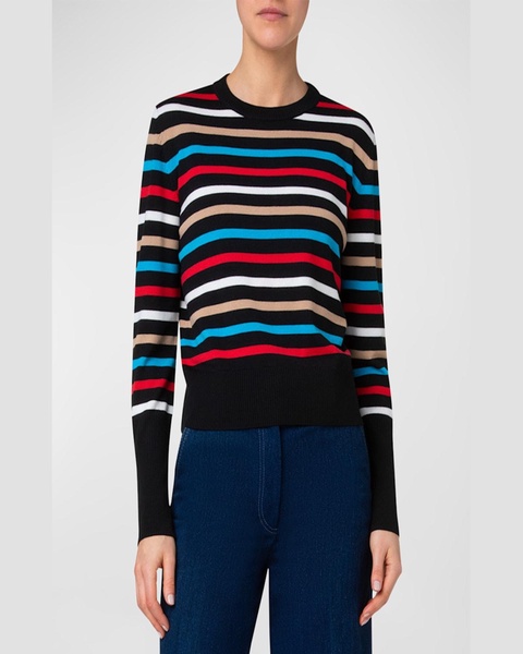 Merino Wool Multicolor Striped Sweater