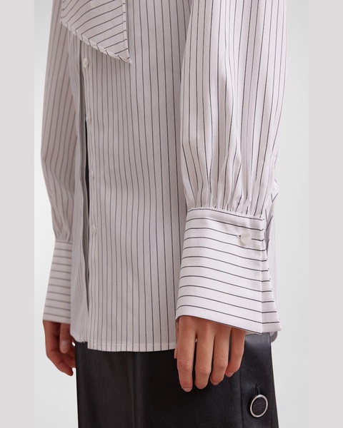 Yale Pinstripe Bow-Front Blouse